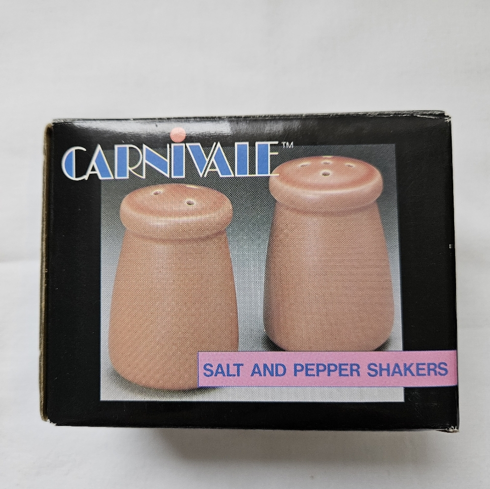 Signiture Carnivale dusty rose stoneware salt and pepper shakers